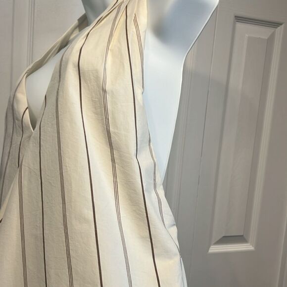 Banana Republic Cream/ Brown Striped Halter‎ Backless Top Size M Nwt - Picture 10 of 14